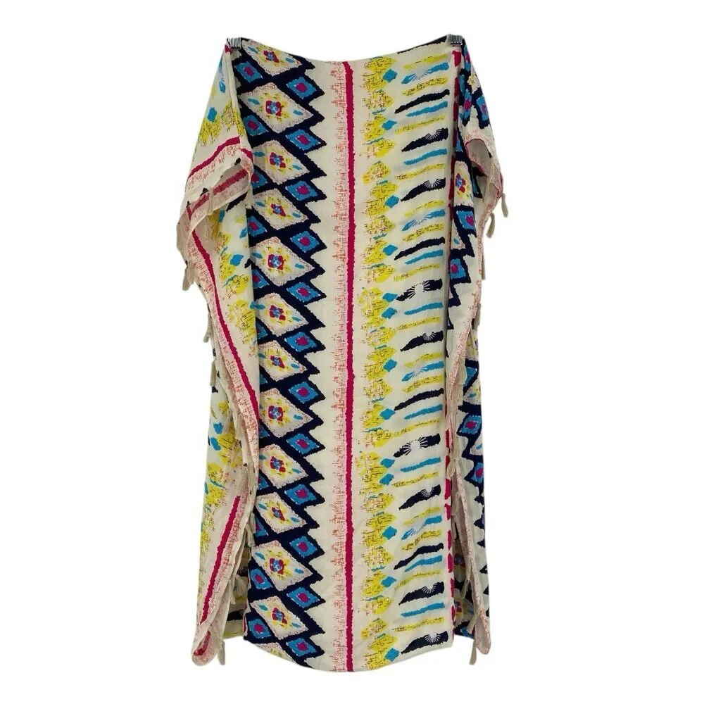 Pretty Persuasions Infinity Loop Scarf Rayon Tassel Hem Printed Boho Geometric
